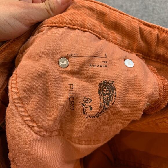Pilcro Jeans Womens 29 Orange Denim Breaker Relaxed Barrel Crop High Rise *READ - Picture 6 of 13